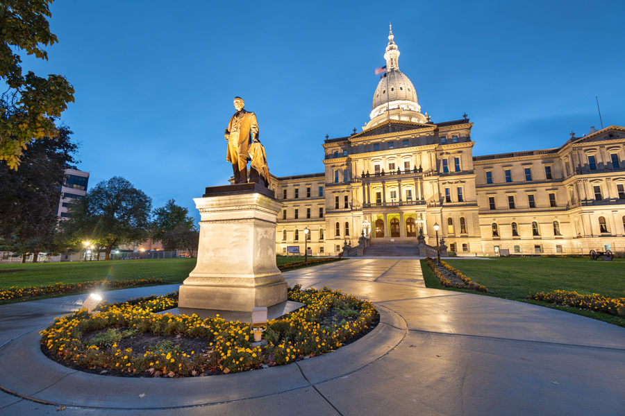 Lansing, Michigan, USA at the Michigan State Capitol